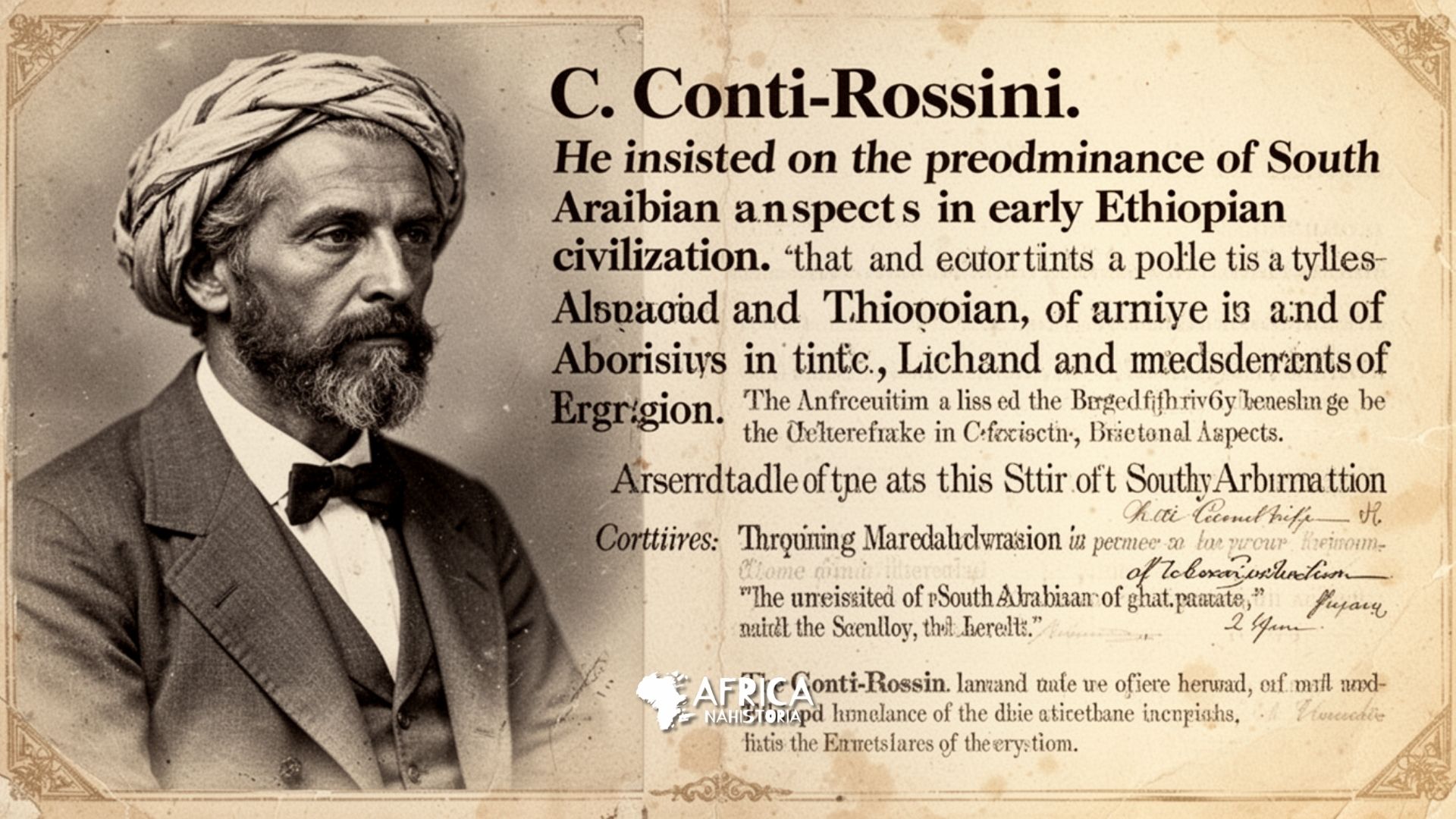 C. Conti-Rossini Insistiu na predominância de aspectos sul-arábicos na civilização etíope inicial